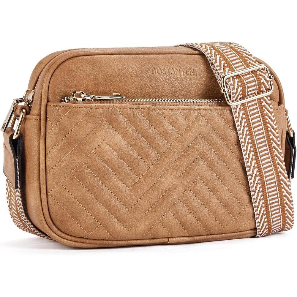 Women Camel/brown Vegan Leather Quilted Purses Small Shoulder Bag Ladies Handbag